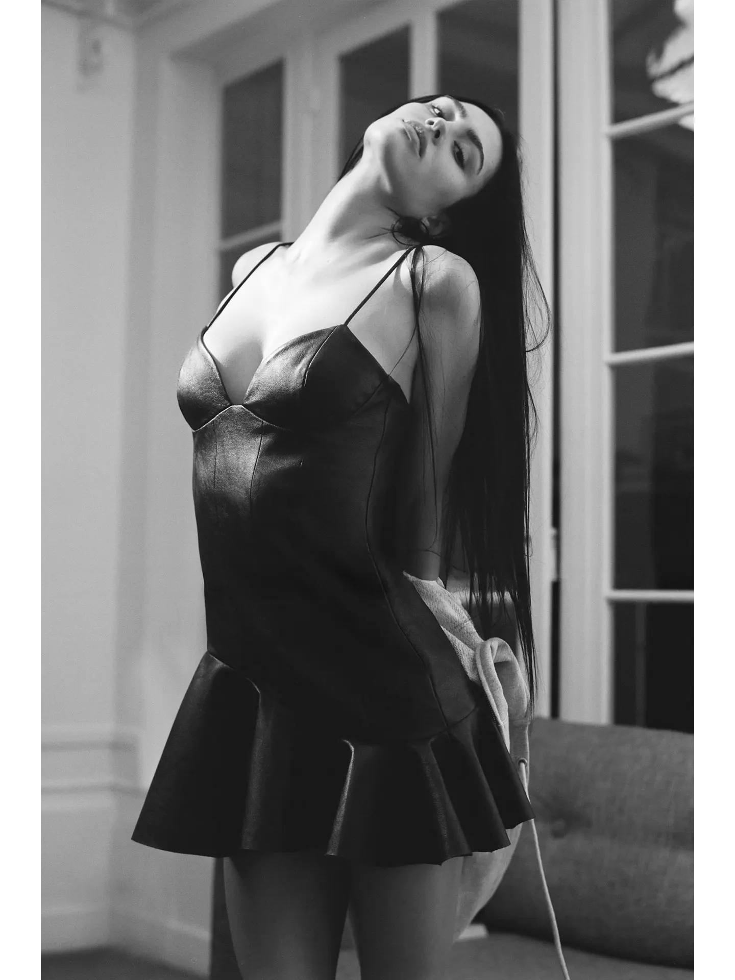 

Spring 2026 Sexy Faux Leather Layered Decoration Short Strapless Dress Slimming A-Line Skirt French Style Casual Wear for Ladies