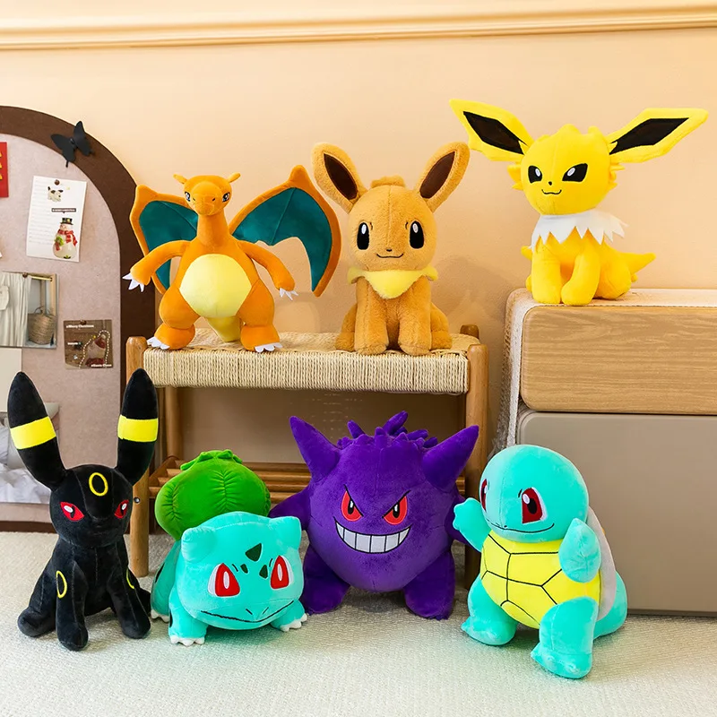 Pokemon Large 80cm Eevee Plush Toy Sitting Pose for Kids Birthday and Christmas Gifts Wholesale Eevee Plush Stuffed Animal
