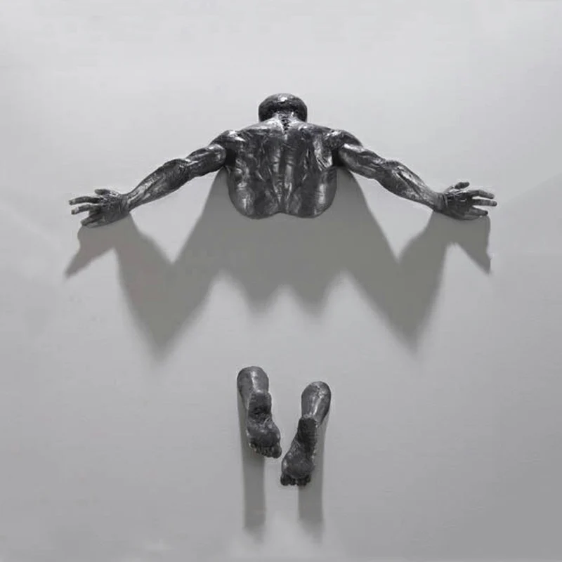 Modern Outdoor Casting Brass Abstract Sculpture Garden Decoration Interesting Metal Art Bronze Wall Man Statue