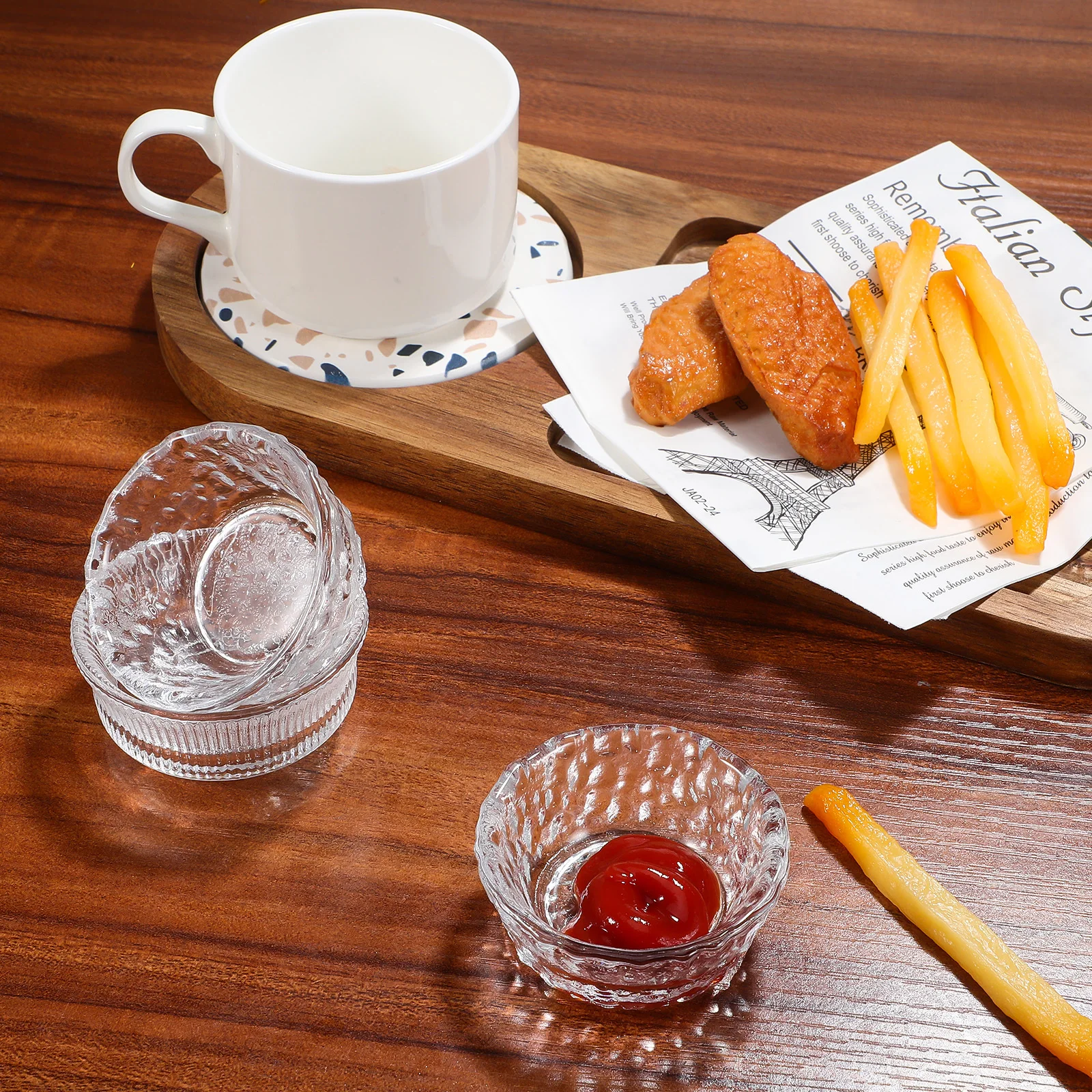 

6Pcs Sweet Sauce Dish Small Glass Bowls for Dessert Dipping Snack Vinegar Plate Appetizer Bowl Kitchen Serving Use