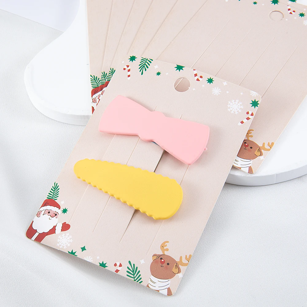 20Pcs Hairpin Cardboard Santa Claus Pattern Card 7.5x10.5cm Paper Display Cards Christmas for New Year DIY Jewelry Packaging