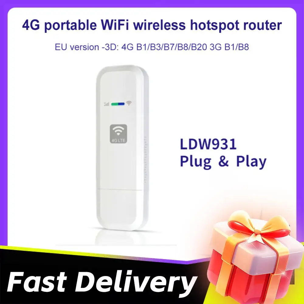 4G LTE USB WiFi Router with SIM Card Slot Portable WiFi LTE USB 4G Modem Plug and Play European Version for Outdoor Travel