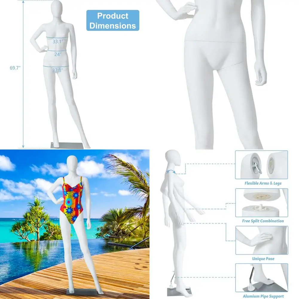 

5.8ft Female Dress Form Mannequin with Metal Stand for Retail, Cosplay, and Fashion Displays