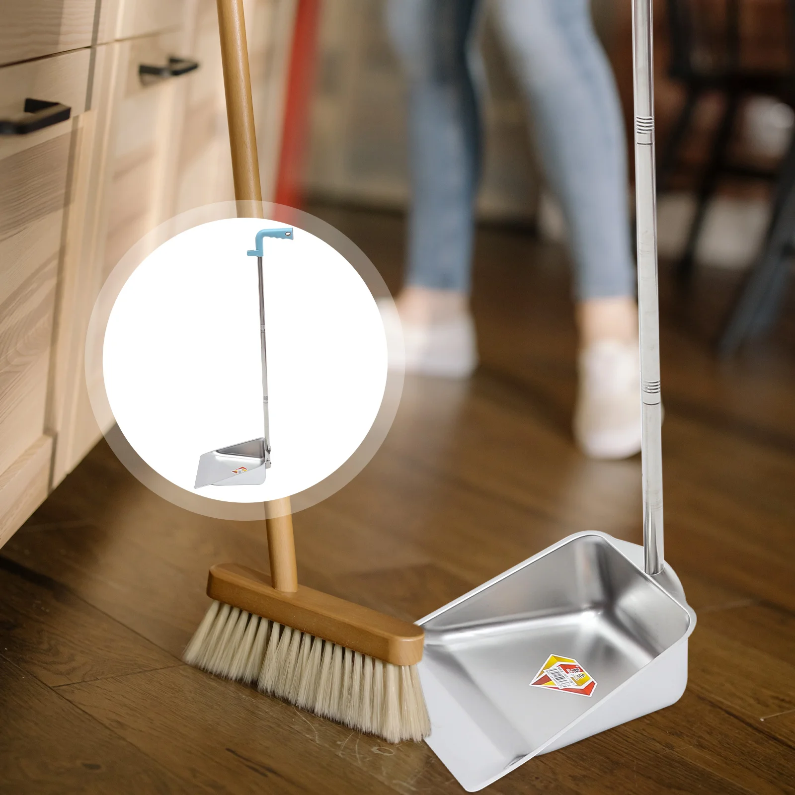 

Can Pet Sweeper Trash Bin Long Handle Garbage Refuse Container Display Stand Stainless Steel Office