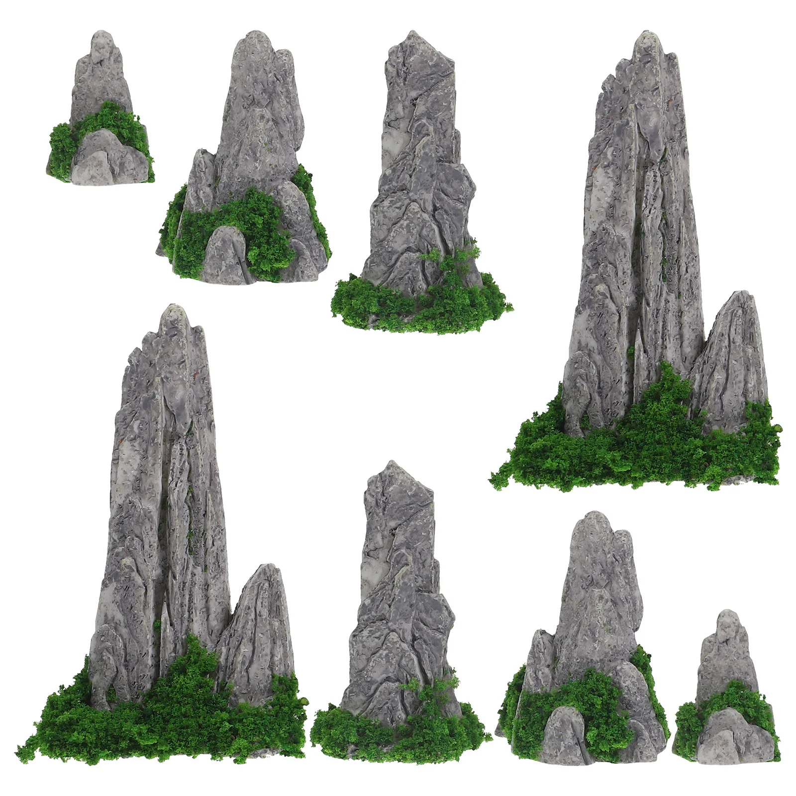 8 Pcs Fish Tank Decor Simulated Rockery Ornaments Micro Landscape Scenery Simulation Plant Mountain Outdoor