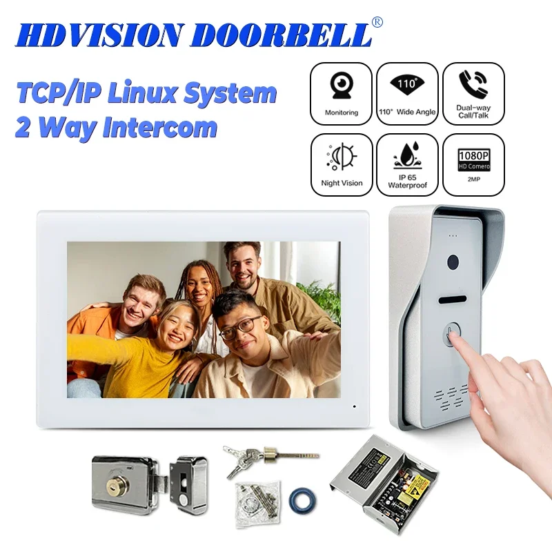 

Best Stable IP Intercom System HD 2MP 1080P Doorbell 7 Inch Touch Screen Audio Visiophone Interfone com camera