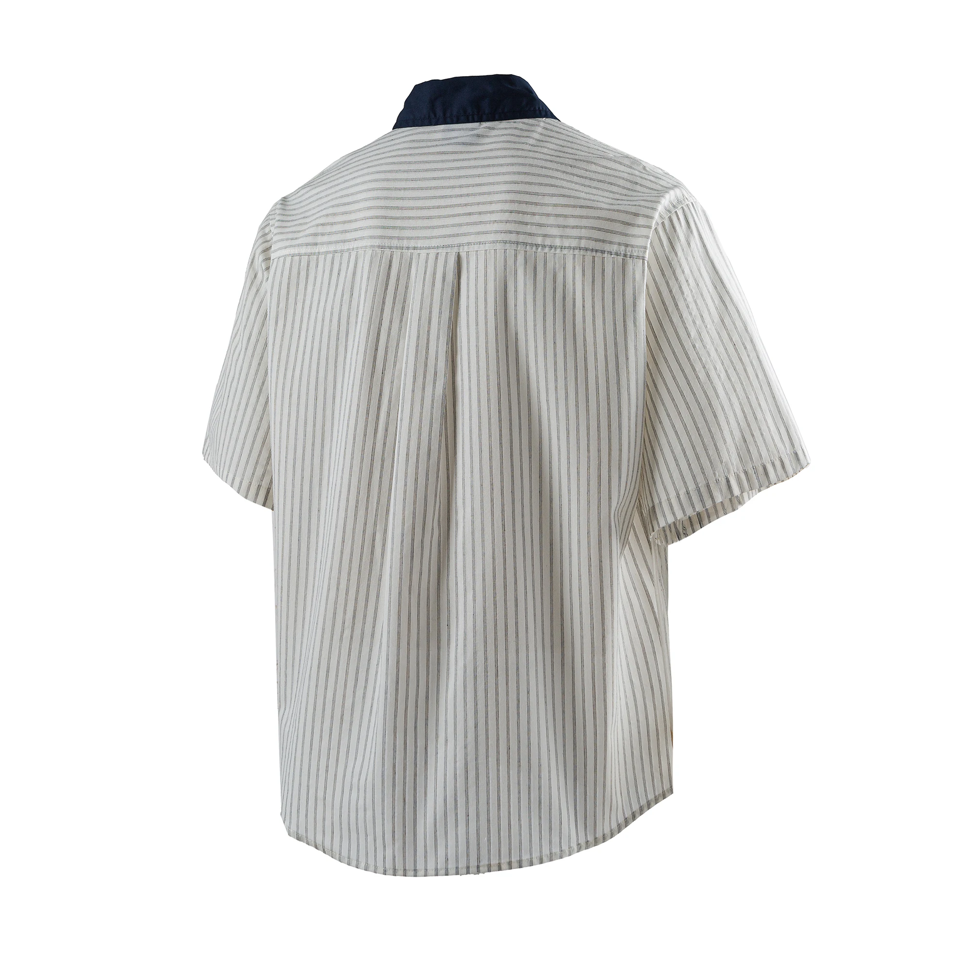 Embroidered Stripe Short Sleeve Oversize Shirt Men Cityboy Japanese Streetwear Fashion Loose Casual Plus Size Shirts Blouses