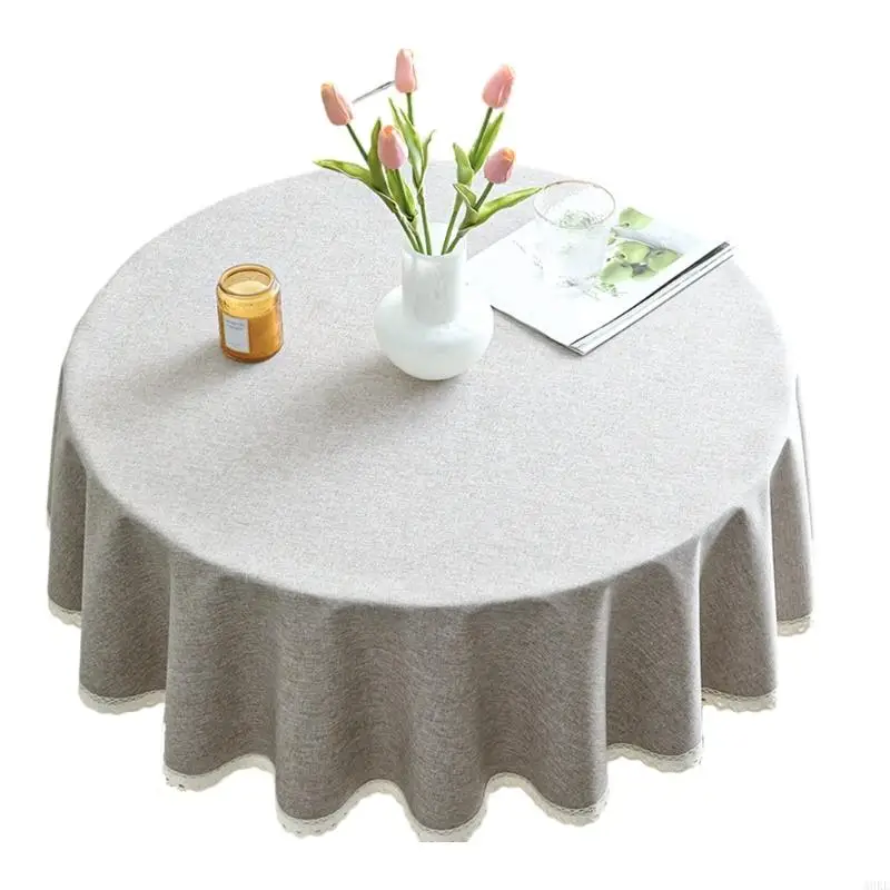 غطاء طاولة مستديرة مقاوم للانسكاب من A0KE بوليستر قابل للغسل للتجمعات العائلية #4
