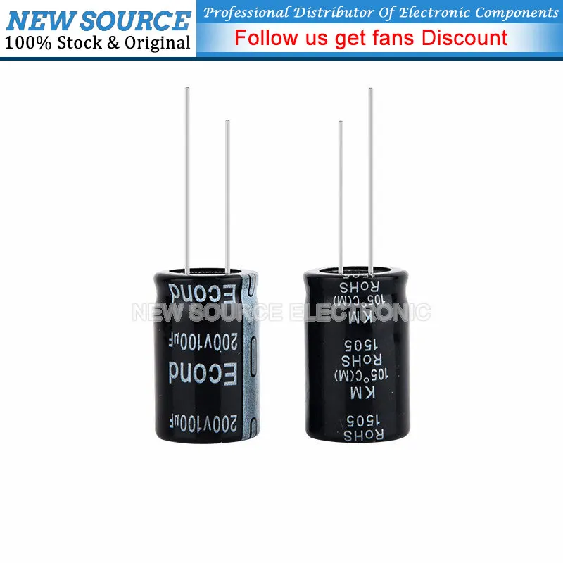 NewSource-condensador electrolítico de aluminio DIP, 1-5 piezas, 200V, 10uf, 33uf, 47uf, 68uf, 100uf, 220uf, 330uf, 470uf