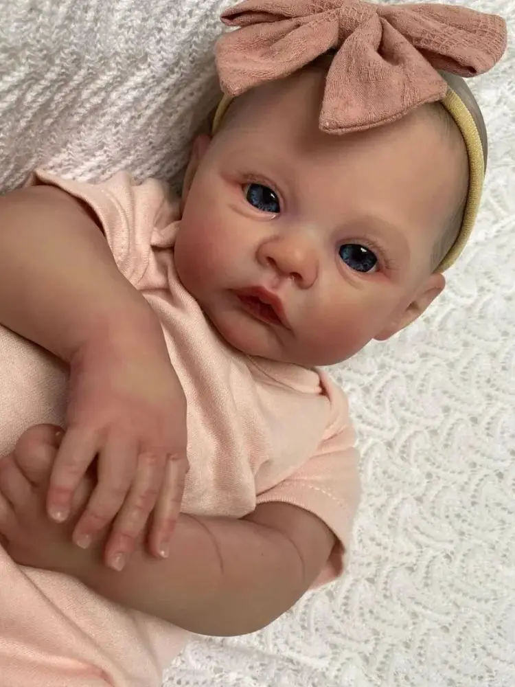 NPK 18inch Reborn Baby Doll Meadow Soft Body 100% handmade 3D Skin with Visbile Veins Collectible Art Doll Christmas Gift