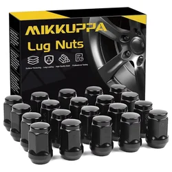 MIKKUPPA 20PCS 1/2-20 Black Steel Lug Nuts Closed End Anti-Rust Wheel Lug Nut Kit with 60° Seat Universal Fit for Car Truck SUV