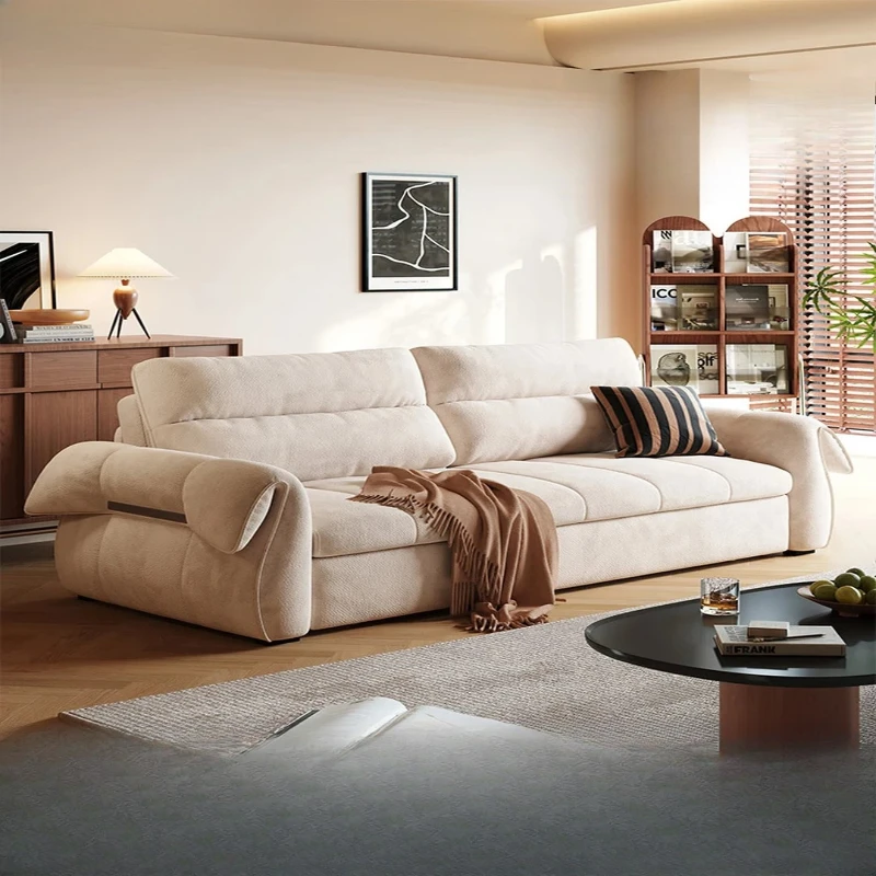 

Sofa bed living room small apartment dual-use one-piece foldable push-pull Internet celebrity straight row retro fabric sofa