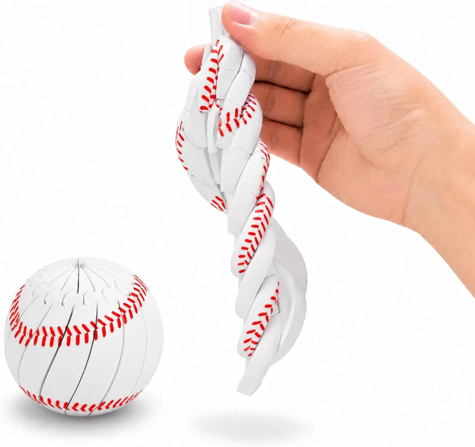 

Sports Ball Fidget Toy,Baseball 3D Printed Transformable Sphere,Rotating Desk Fidget Toy for Stress Relief Office Home Travel