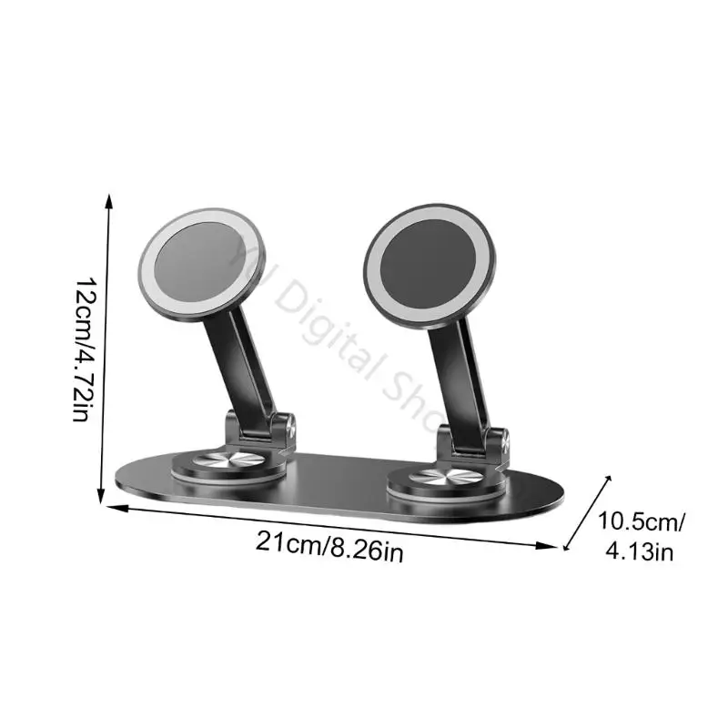 96BA Doppelter magnetischer Telefonständer mit 360-Grad-Drehung und faltbarem Design, Aluminium-Handyhalter für drahtlose und – Detail 6