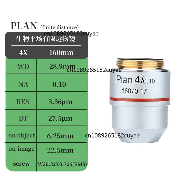 Bullet-Shaped Achromatic Fixed Tube Length Objectives Customizable 4X 10X 20X 40X 60X 100X Magnification OEM Support