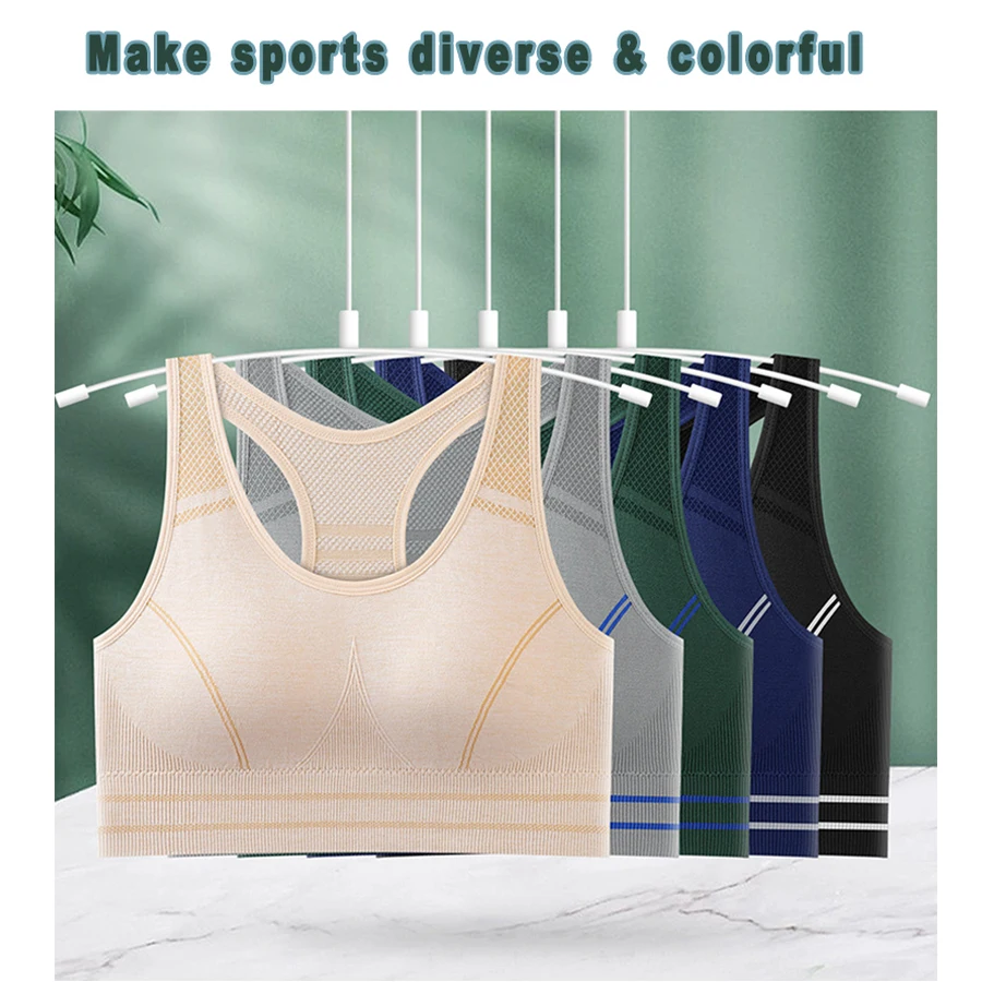 

Sports Bras for Women - Padded Seamless High Impact Support for Yoga Gym Workout Fitness Large Size Non Steel Ring Shock