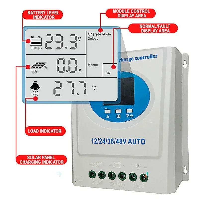 Dual USB 100A-150A MPPT Solar Controller 12-48V Auto Recognition Controller for Off Grid Battery Charging Solar Panel Regulator