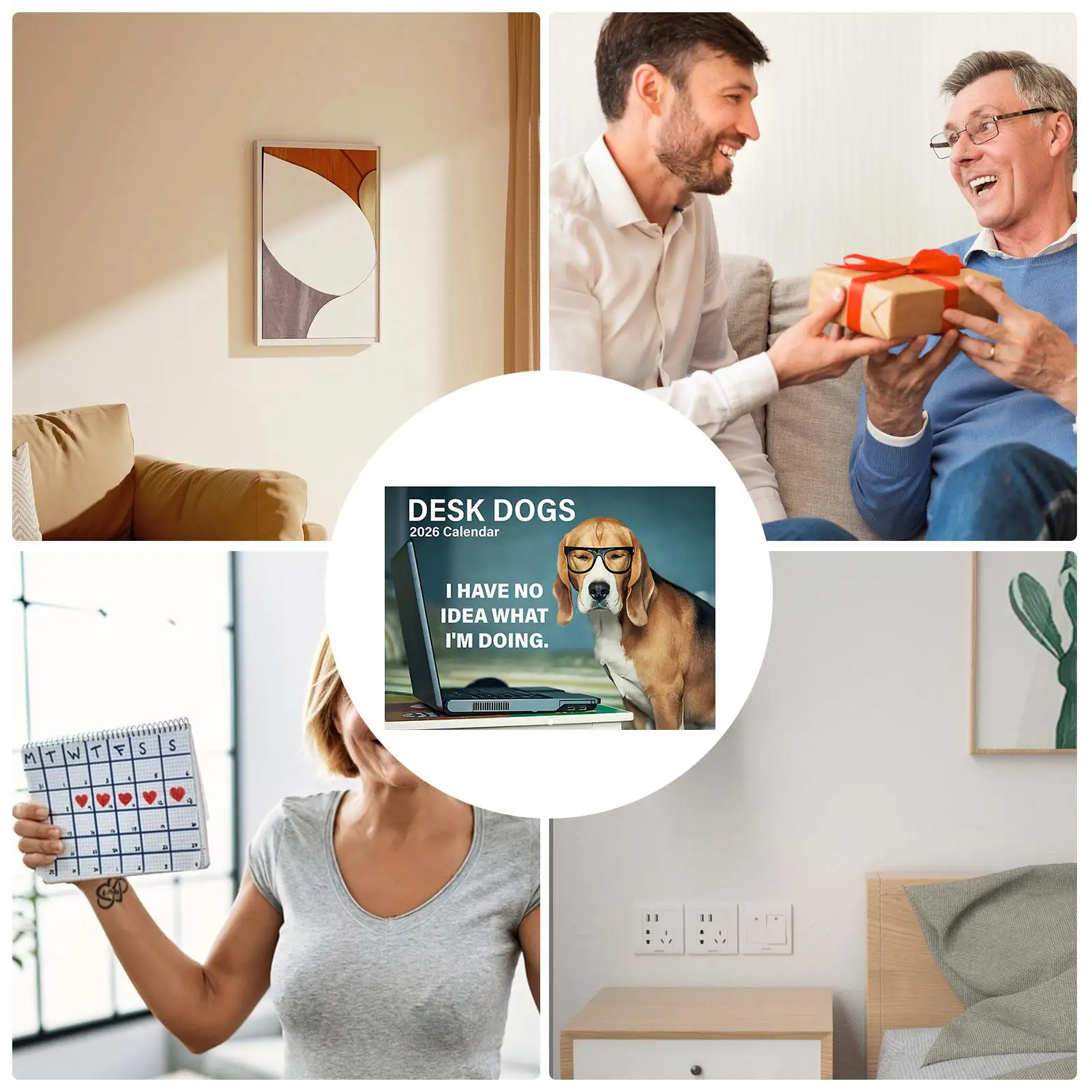 Calendario da parete mensile Calendario fotografico per cuccioli divertenti Creativo 2026 Planner per cani da lavoro per l'organizzazione della tavola Pianificazione sul posto di lavoro