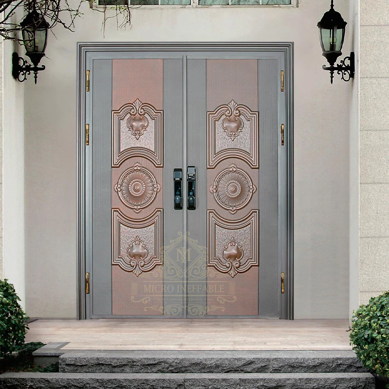 Country Building High Quality Classic Design Front Steel Security Doors With Special Handle