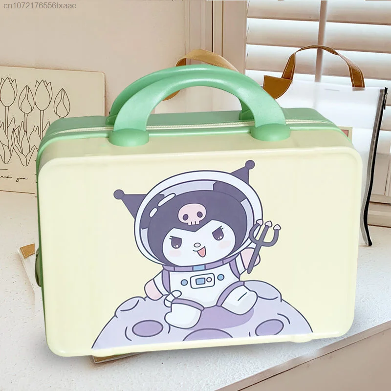 Sanrio Kuromi Suitcase Cartoon Cute 14 Inch Storage Case Portable Makeup Box Women Outdoor Accessories Small Handbag Gift Box