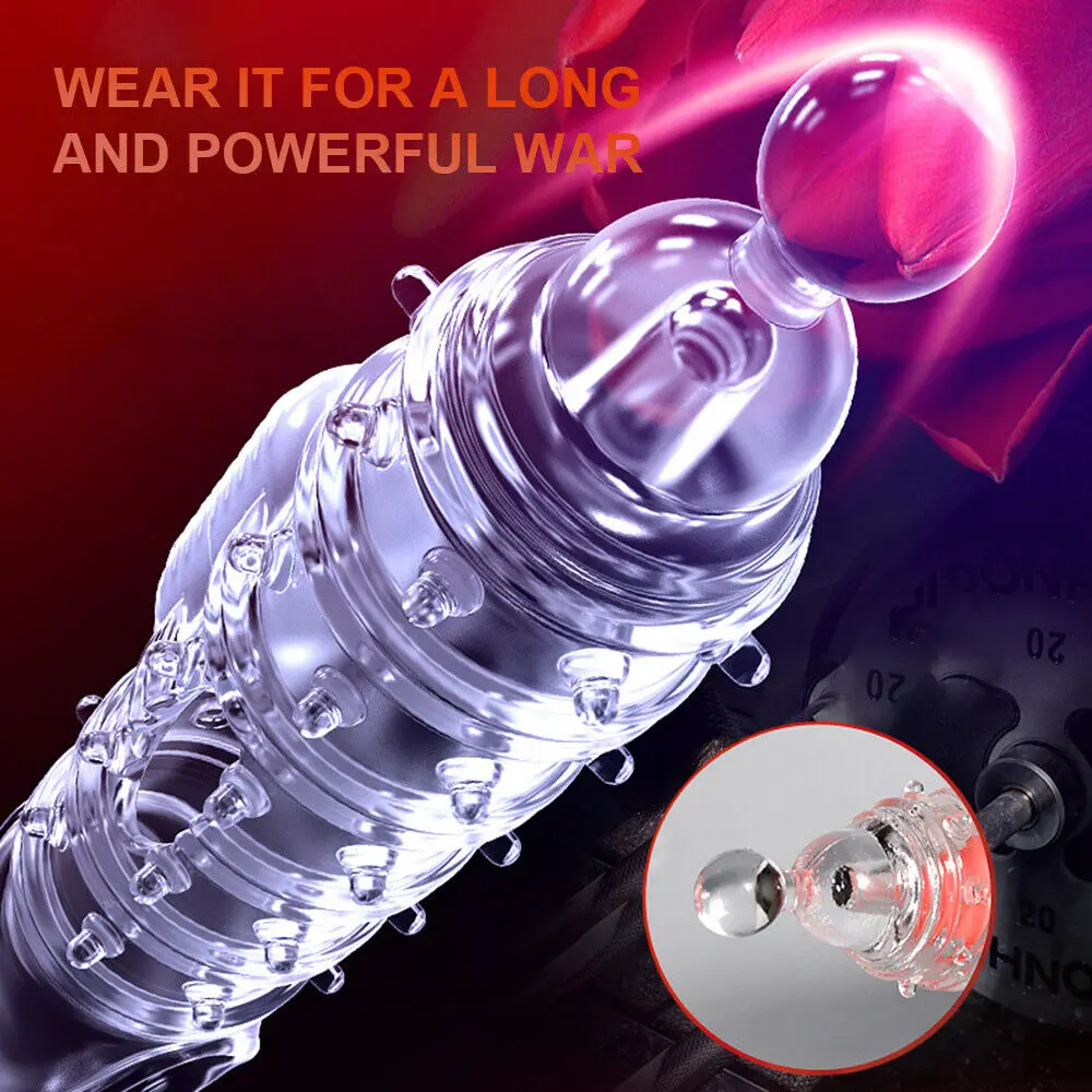 Penis Sleeve Extension Condom Male Enlargement Delay Vibrators Massager Penis Extender Erection Condom Reusable Condoms for Male