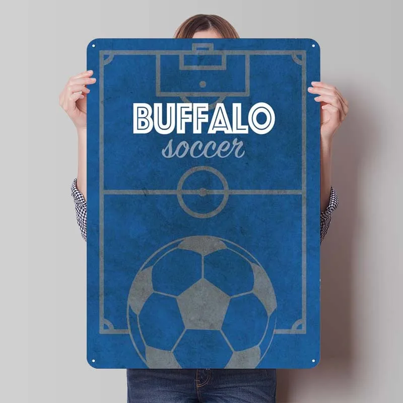 Buffalo College Soccer Tinplate Sign Sports Poster Vintage Decor Metal Sign Plaque for Wall Art Decoration Retro Art of Murals