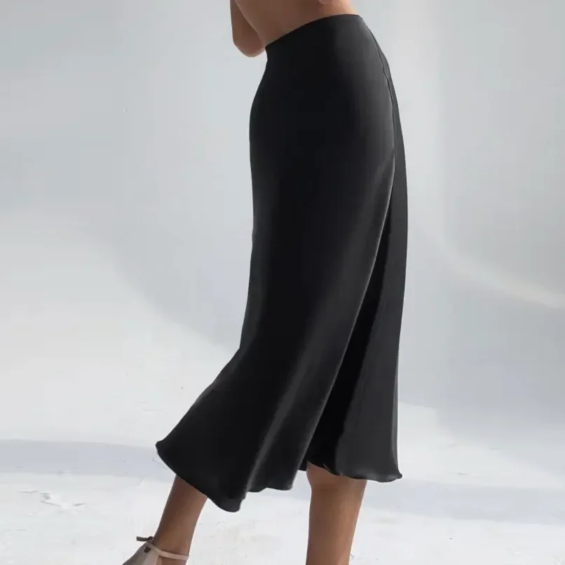 2024 High-End Silky Smooth Bag Buttocks Fish Tail A-Line Mid Length Skirt For Women