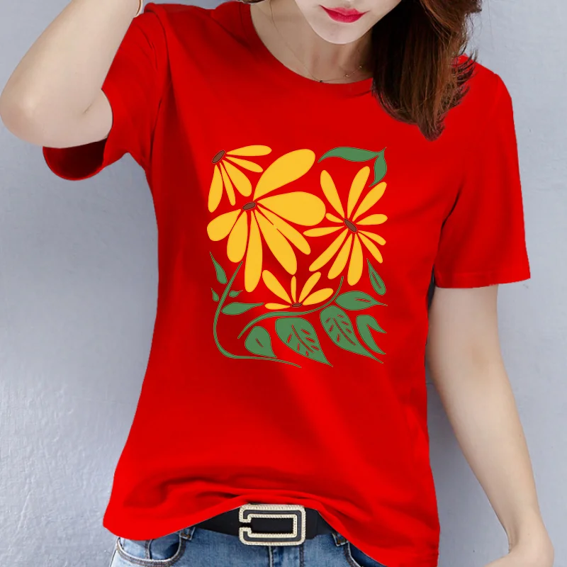 Women's Floral Floral Floral Print Round Neck Short Sleeve Casual Fashion Explosion T-shirt Graphic T Shirts  Aesthetic Clothes