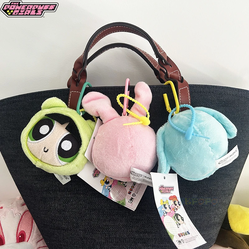 New 8cm Original Powerpuff Girls Plush Keychain Animal Pendant Cute Bunny Puppy Bear Charm Doll Keychain Doll Gift