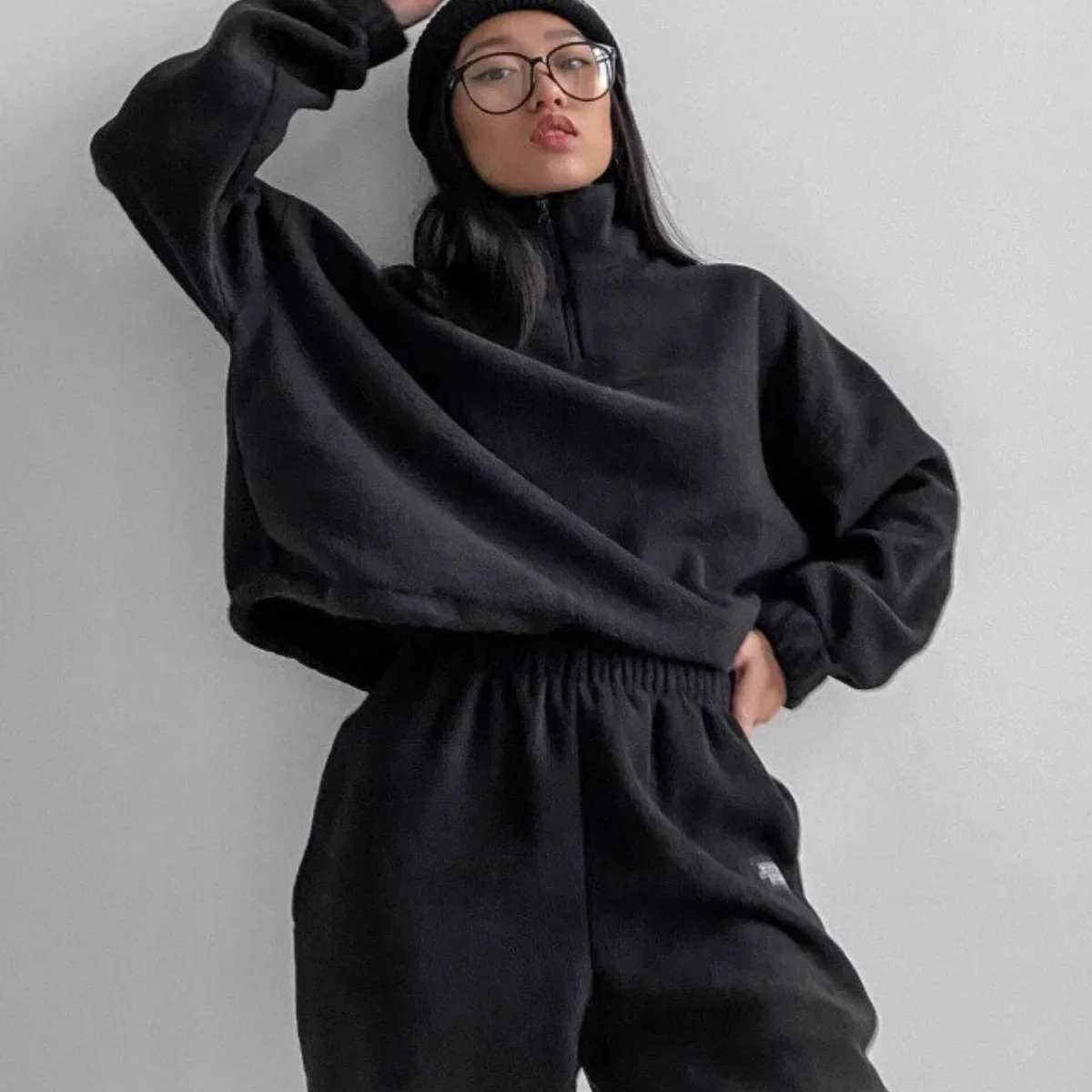 Women Pant Sets Sweatshirts Autumn Winter Matching Sets Tracksuit Y2k Zipper Long Sleeve Loose Two Pieces Suits Work Streetwear