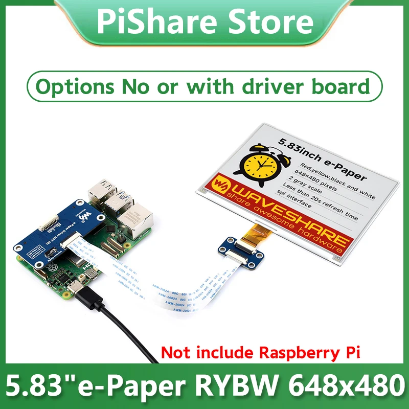 Raspberry Pi 5.83 inch e-Paper link (G) RYBW 800x480 Display Module For Arduino / Jetson / STM32 /ESP32