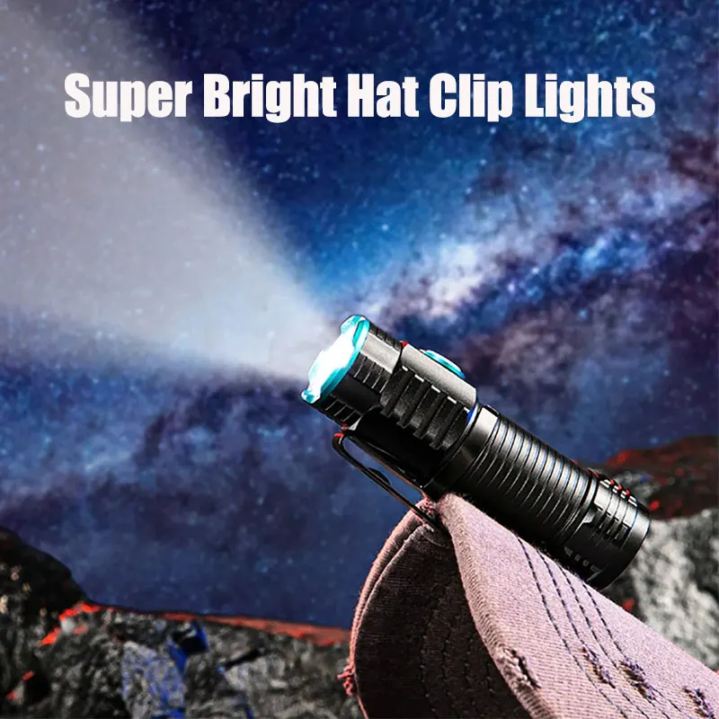 Powerful XHP50 LED Flashlight Mini EDC Pen Clip Torch with Tail Magnet Camping Fishing Emergency Flashlight Hat Clips Lights