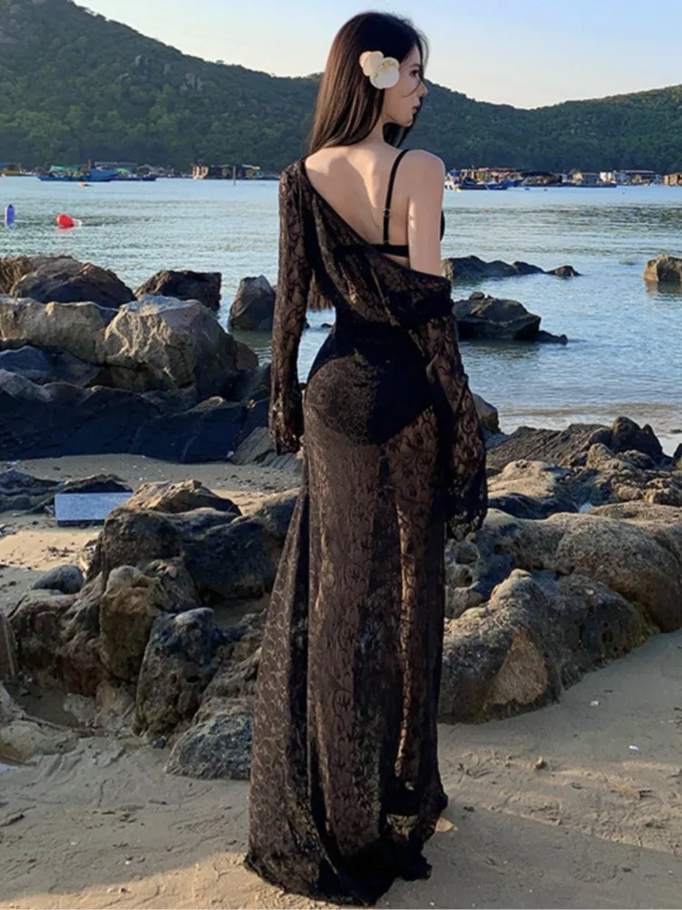 Zomer Cover Ups Vrouwen Badpak Mouwloze Gewaden Badpak Jurk 2026 Nieuwe Strand Vakantie Maxi Jurken Vakantie Cover-Up