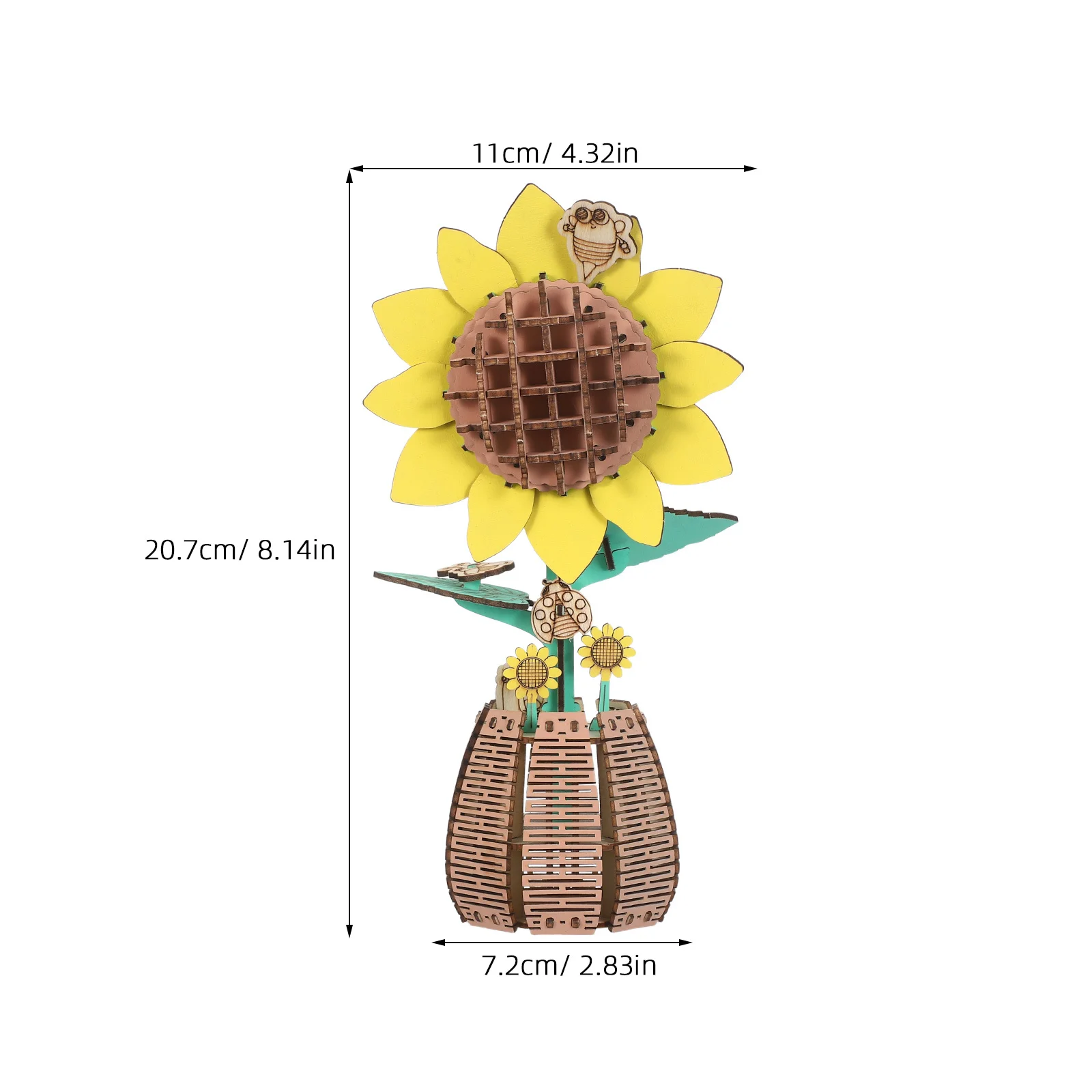 식물 애호가를 위한 나무 해바라기 퍼즐 DIY 조립 키트, 가정 사무실 책상 장식 창의적인 꽃 공예 선물