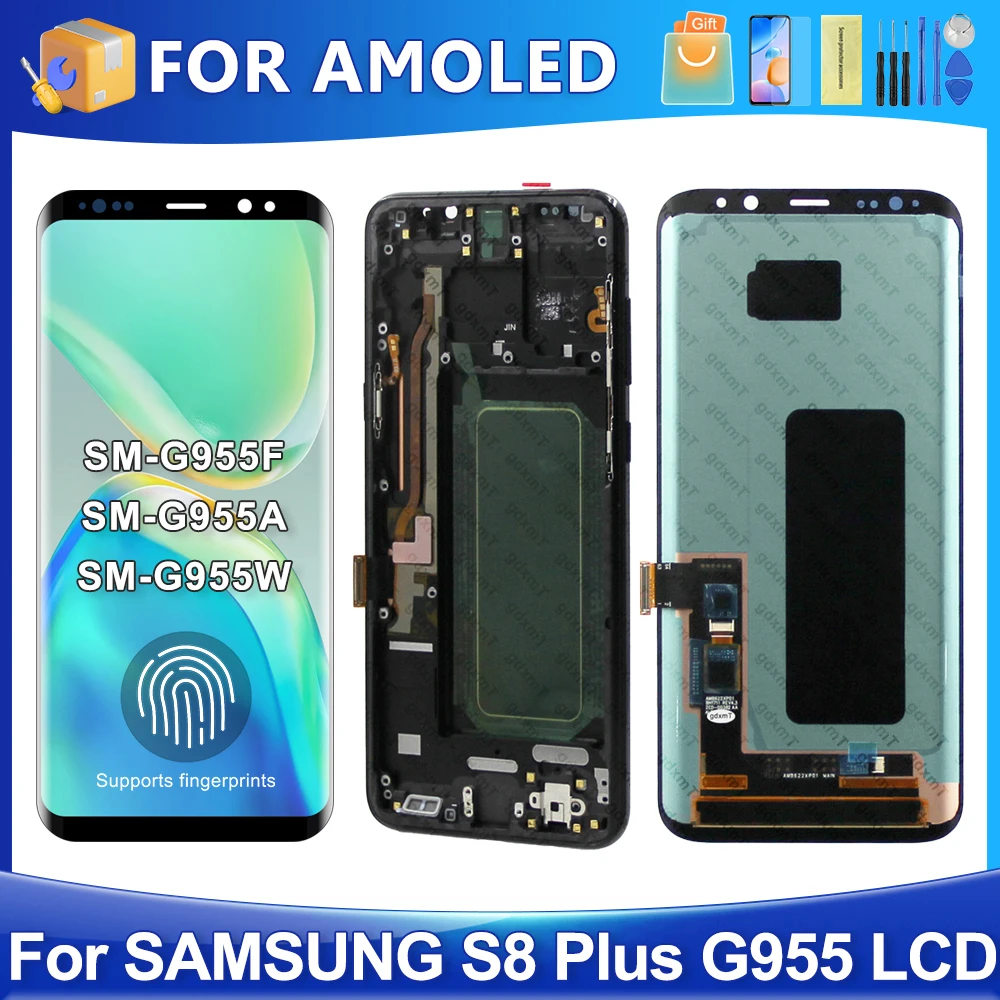 6.2''S8 Plus For Samsung For AMOLED S8+ G955W G955A G955 G955N G955F LCD Display Touch Screen Digitizer Assembly Replacement