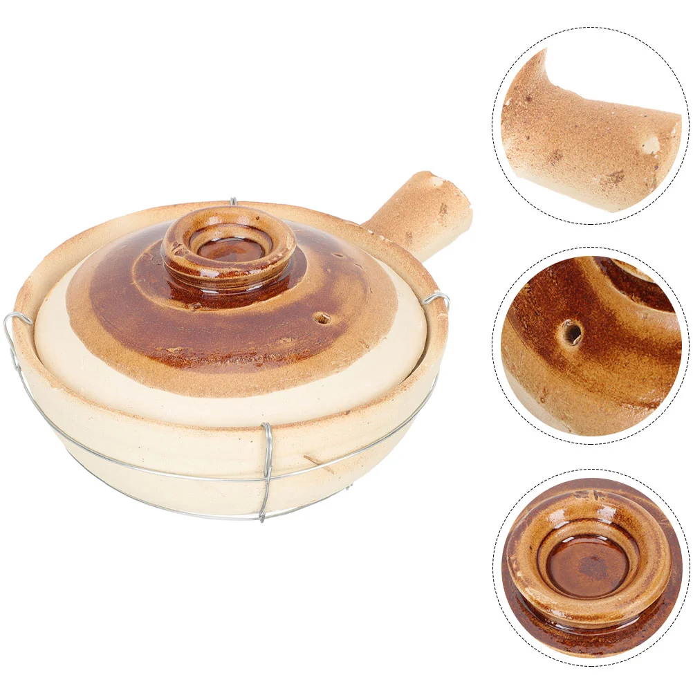 

Terracotta Casserole Kitchen Heat-resistant Stewing Pot Ceramics Dish Food Clay Home Pottery Kitchenware Small with Handle