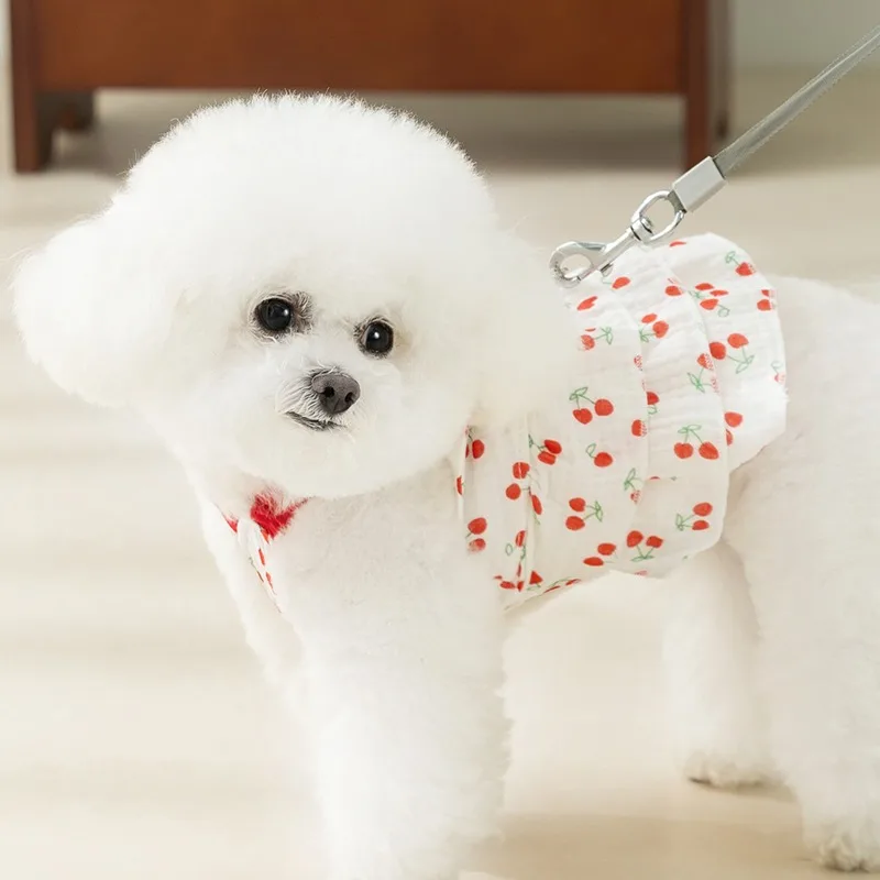 

Puppy Fruit Halter Summer Pet Princess Style Dress Yorkshire Cute Cherry Vest Maltese Dresses Dog Products