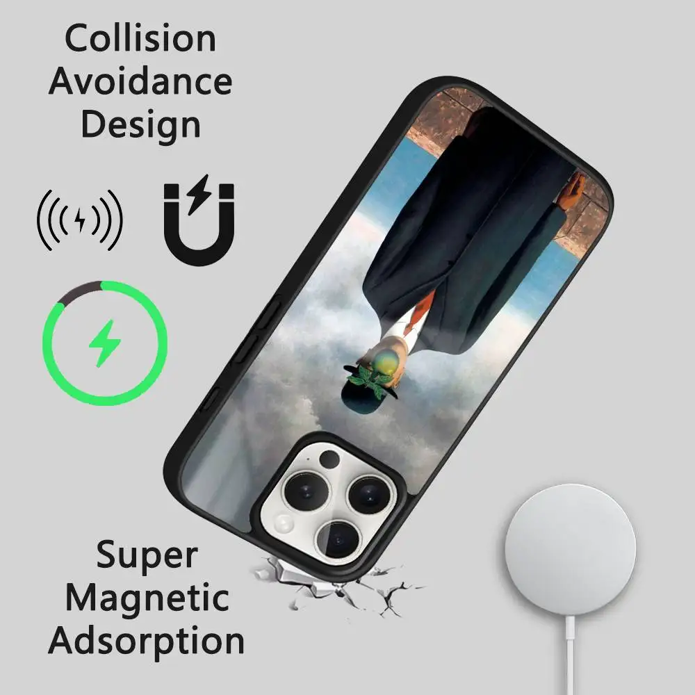 ريني ماغريت مجردة الفن جراب هاتف آيفون 17 16 15 14 13 12 11 برو ماكس بلس ميني ماجسيف مرآة اللاسلكية المغناطيسي فوندا #4