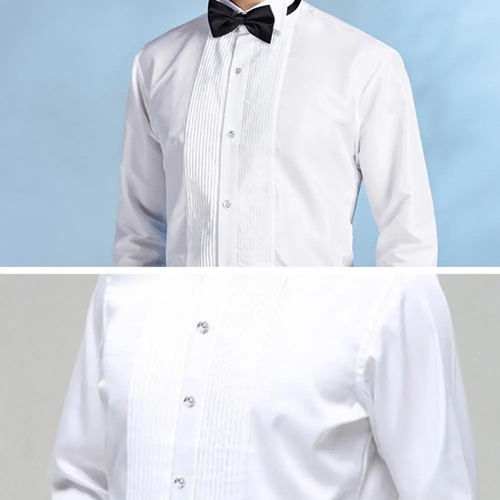 Men Business Shirt Winged Collar Long Sleeve Dress Shirt Tuxedo Formal Office Shirt Party Dinner Wedding Bridegroom Emcee Top