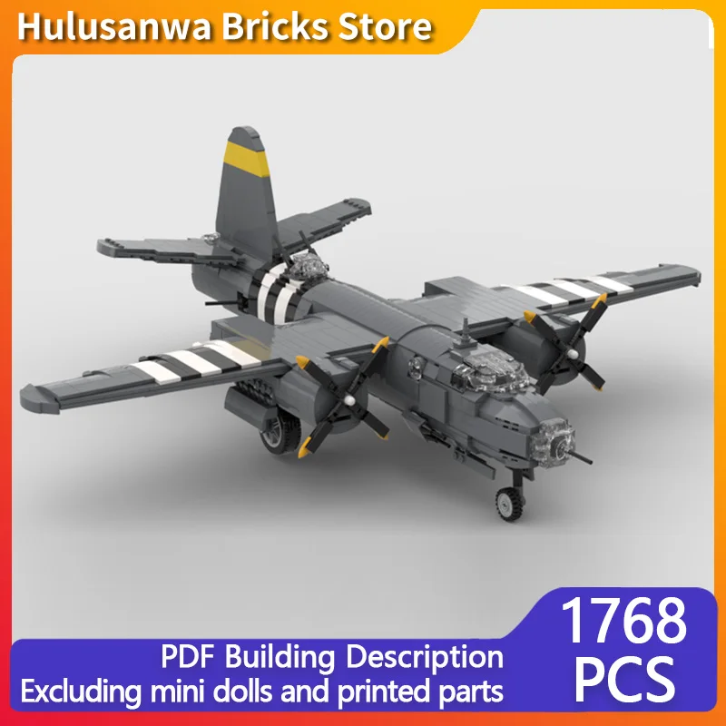 B-26 Maurauder WW2 Military Fighter Jets Model MOC Building Bricks War Equipment Modular Technology Gifts Holiday Children Toys