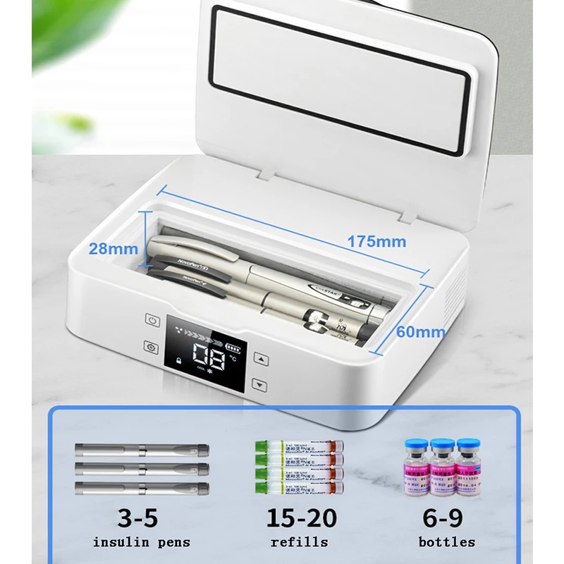 3*10200MAh แบตเตอรี่ Mini Insulin ตู้เย็นแบบพกพาตู้เย็นแบบพกพาอินซูลิน Cooler USB ยา Cooling กล่องกระเป๋าเดินทาง