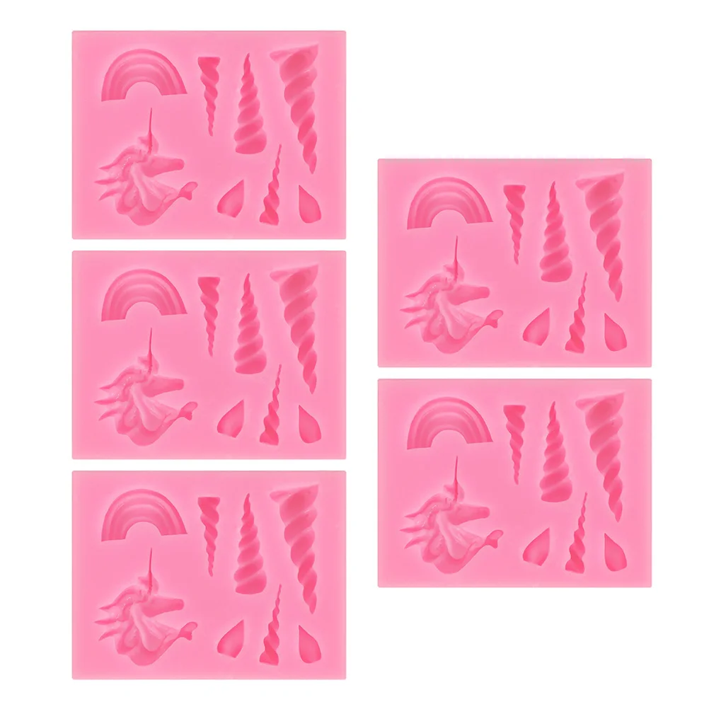 

5 Pcs Chocolate Cake Mold Silicone Unicorn Shaped Baking Pan Fondant Decor Easy Demold Flexible Smooth Surface DIY