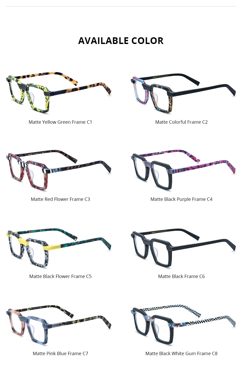 HEPIDEM Matte Acetat Brille Rahmen Männer Marke Design Quadratische Brillen Frauen Japanische Handgemachte Brille Johnny Depp Brillen 9381 – Detail 5