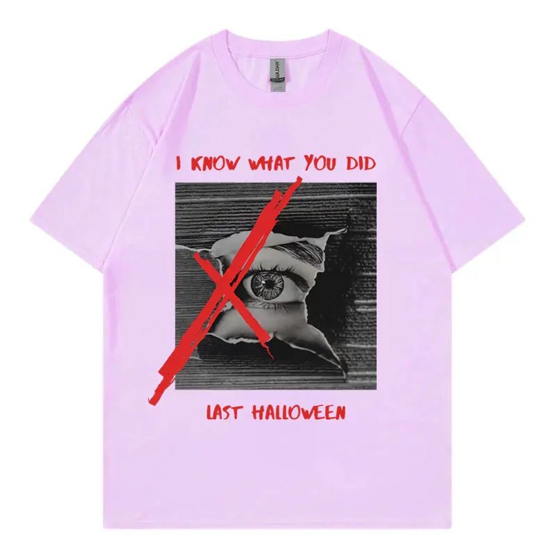 أعرف ما فعلت في الهالوين مضحك ميمي الجرافيك تي شيرت أزياء خمر تي شيرتات قصيرة الاكمام للجنسين عارضة فضفاض تي شيرت #6