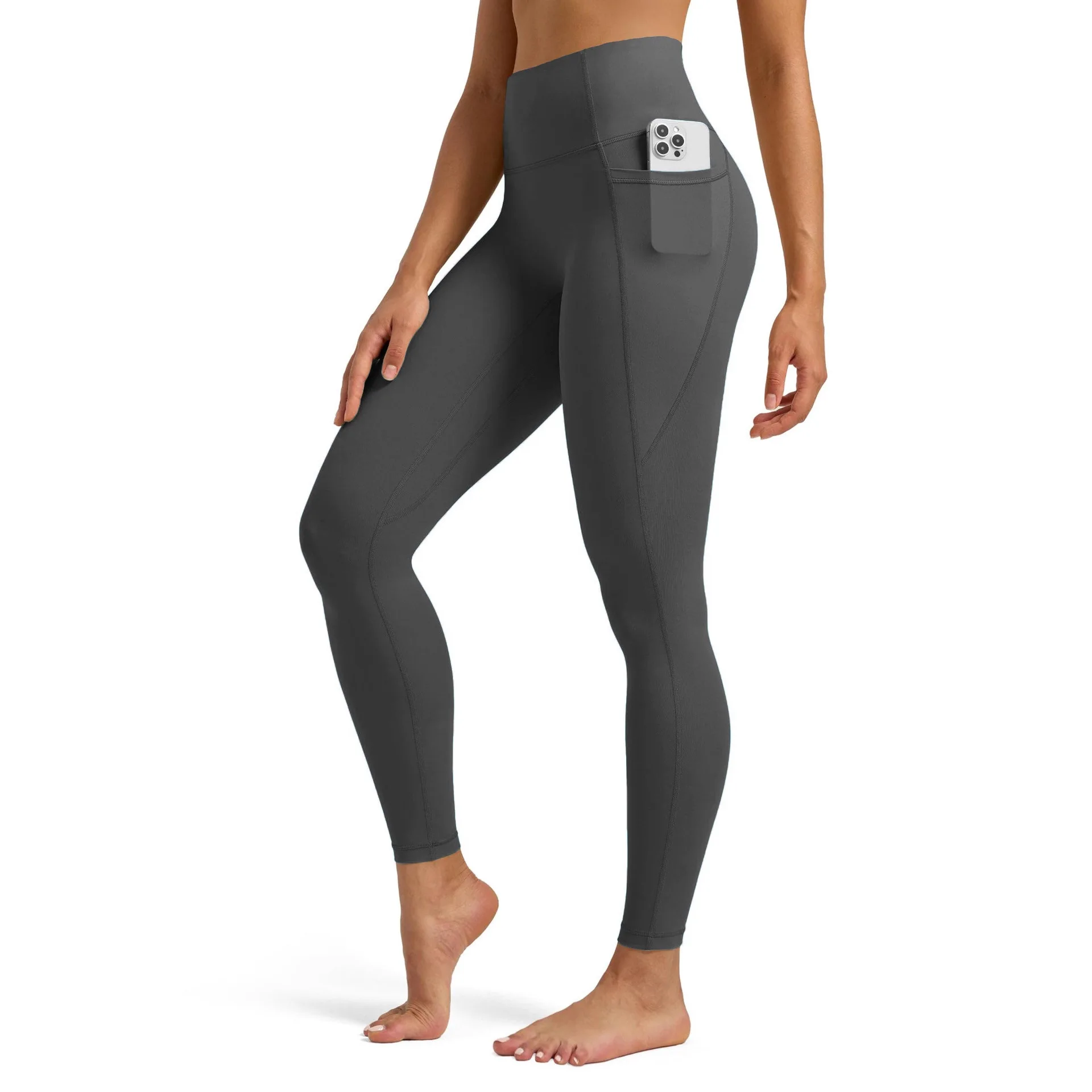 Leggings femininas super macias com bolsos, cintura alta, controle de barriga para ioga, treino e lounge casual, calças confortáveis
