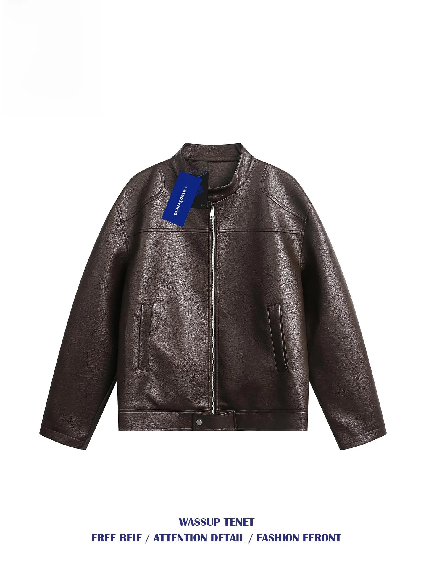 

Wassup Tenet мужское свободное пальто с воротником-стойкой, осень-зима, новое однотонное универсальное повседневное кожаное пальто