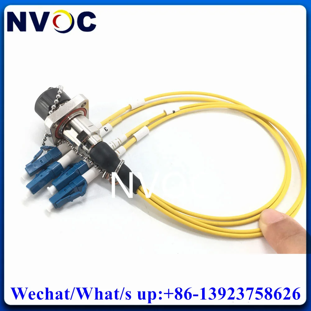 SM,4C,G657A1,4Core ODC Square Socket Female to LC/ST/FC/SCUPC 0.3M 2.0mm Yellow LSZH Armored Fiber Cable Connector For Panel