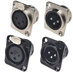 2/5/10pcs XLR Female Male Jack 3 Pin Panel Mount Jacks Connector Copper Contact XLR Metal Socket Audio Microphone Connectors