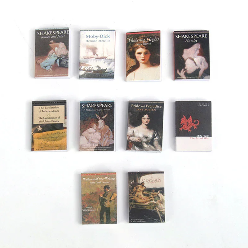 หนังสือจำลองตกแต่งบ้านตุ๊กตา 10 ชิ้น ขนาด 1/12 ของตกแต่งห้องอ่านหนังสือ ของเล่นเด็ก