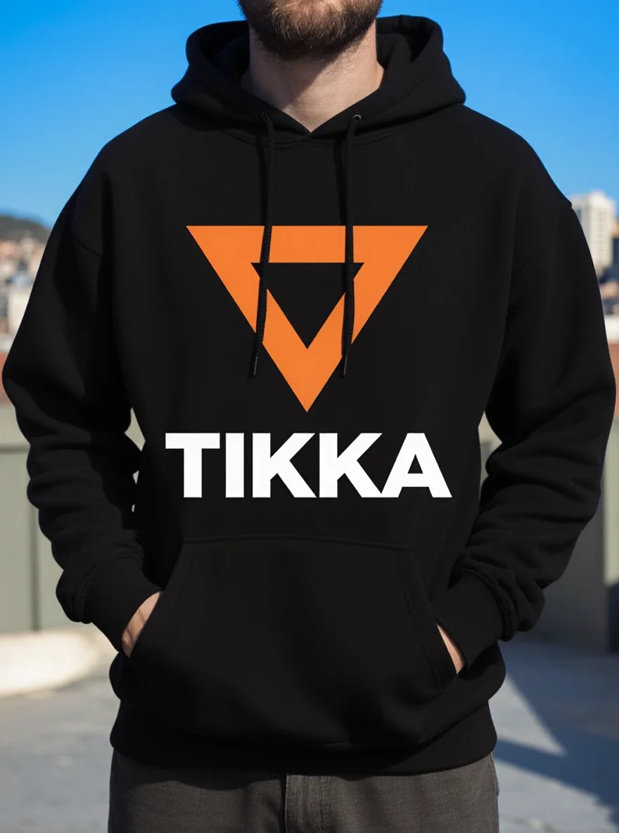 

Мужская толстовка TIKKA, черно-оранжевая, стандартного кроя, можно стирать в машине, всесезонная, прочная